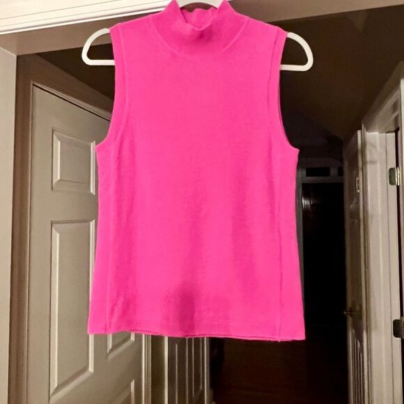 EUC Veronica Beard Mahaley Cashmere Sleeveless Sweater Shell Hot Pink Size SMALL - Picture 1 of 2
